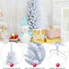 Pine * | Tangkula Life-Like Slender White Christmas Tree Artificial Pencil Unlit Xmas Tree W/ Folding Metal Stand & Durable Pvc