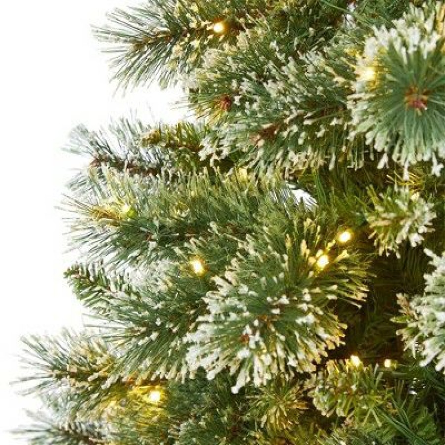 Pine * | 7Ft Nearly Natural Pre-Lit Led Wisconsin Snow Tip Pine Artificial Christmas Tree Clear Lights