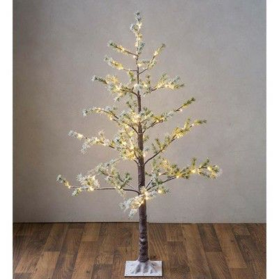 Unidentified Plant Variety * | Plow & Hearth Medium Lighted Snowy Pine Tree With 90 Lights, 60 H