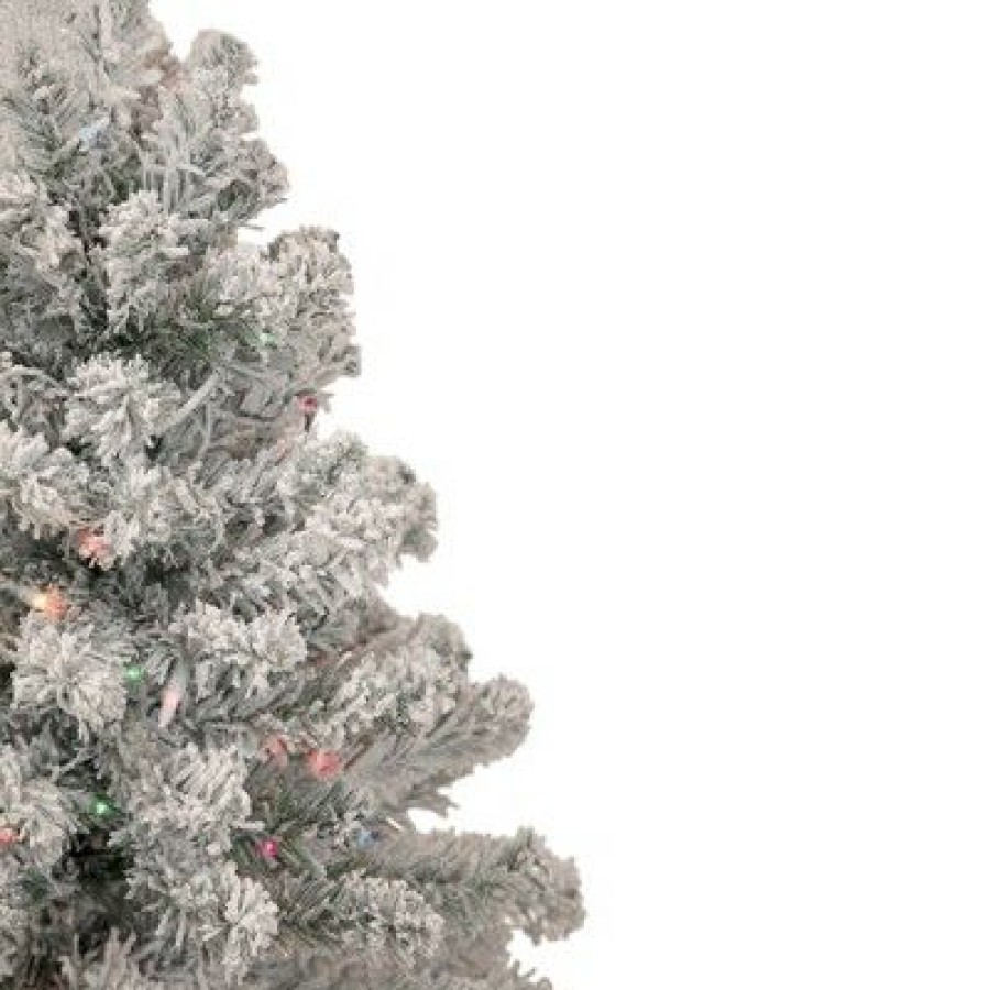 Pine * | Northlight 3 Pre-Lit Medium Heavily Flocked Madison Pine Artificial Christmas Tree, Multi Lights