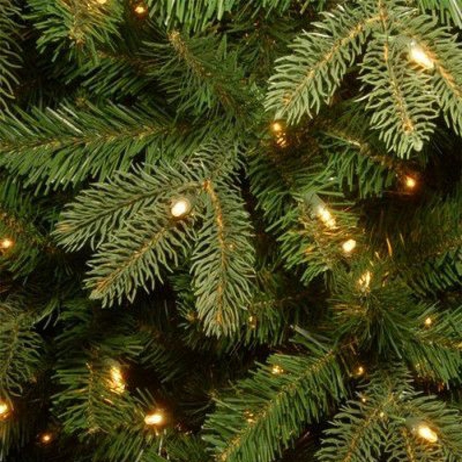 Fir Wood * | National Tree Company Feel Real Prescott Fir 6.5 Ft Slim Pre-Lit Artificial Christmas Holiday Tree With Metal Base, Hinged Branches, And White Lights