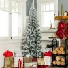 Pine * | Best Choice Products Snow Flocked Artificial Pencil Christmas Tree Holiday Decoration W/ Metal Stand