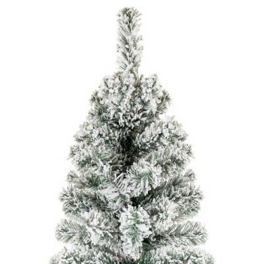 Pine * | Best Choice Products Snow Flocked Artificial Pencil Christmas Tree Holiday Decoration W/ Metal Stand