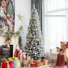 Pine * | Costway 7.5Ft Snow-Flocked Hinged Artificial Christmas Pencil Tree W/ 1189 Mixed Tips