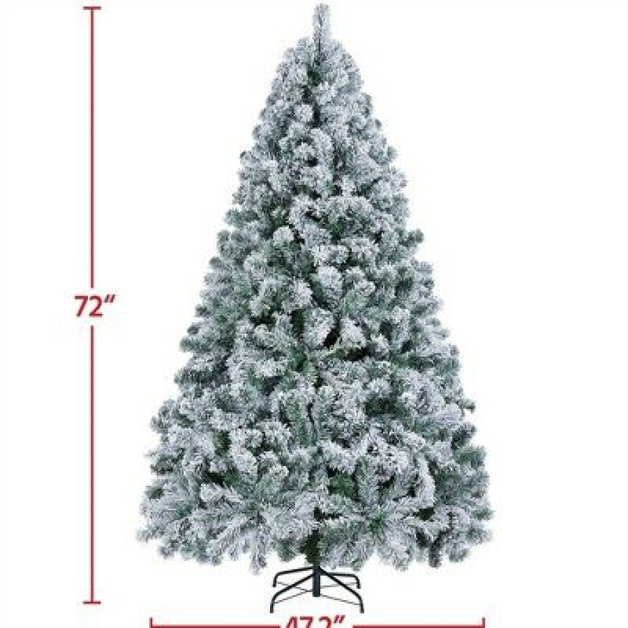 Spruce * | Yaheetech Pre-Lit Flocked Artificial Christmas Tree Snow Frosted Christmas Tree