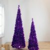 Pine * | Northlight 4 Purple Tinsel Pop-Up Artificial Christmas Tree, Unlit