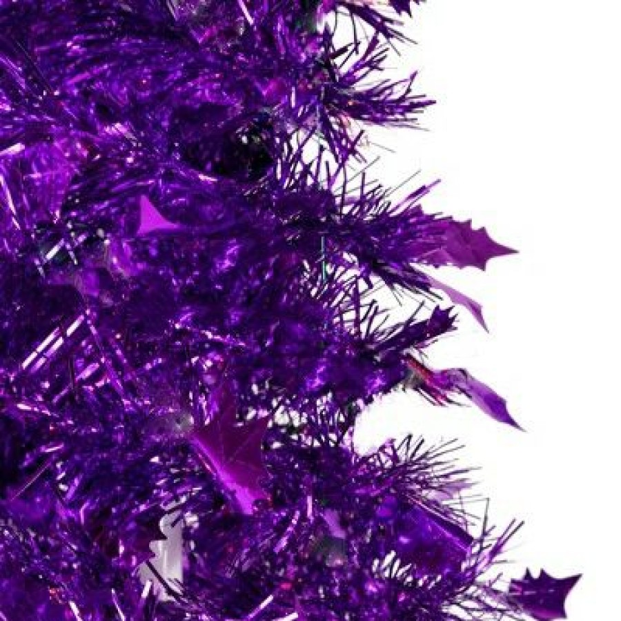 Pine * | Northlight 4 Purple Tinsel Pop-Up Artificial Christmas Tree, Unlit