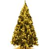 Pine * | Tangkula 6Ft Pre-Lit Snowy Christmas Tree Pre-Strung Xmas Decoration Tree W/ 250 Warm White Led Lights & 818 Pvc Tips