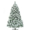 Pine * | Costway 6Ft Or 7Ft Premium Hinged Artificial Christmas Tree Snowy Pine Needles