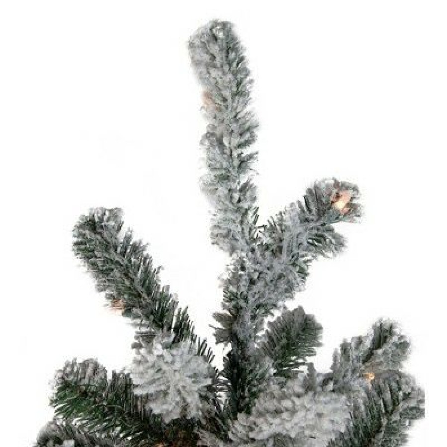 Pine * | Northlight 7.5 Prelit Artificial Christmas Tree Flocked Natural Emerald Warm Clear Lights