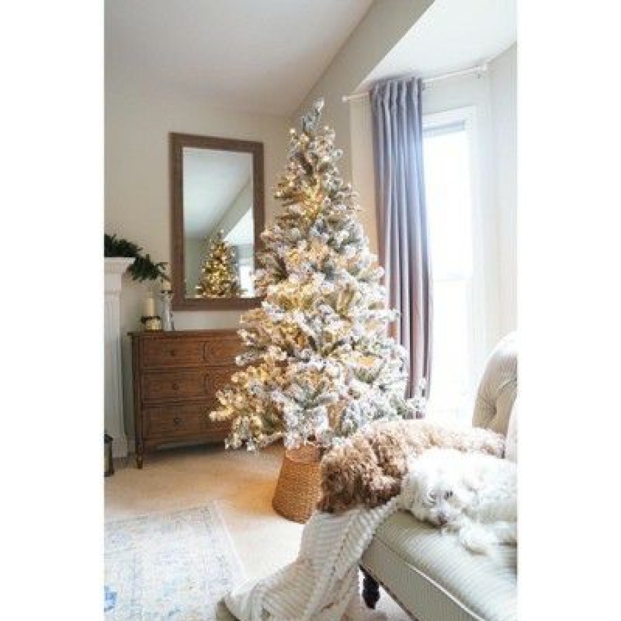 Pine * | Northlight 7 Prelit Artificial Christmas Tree Flocked Balsam Pine Clear Lights