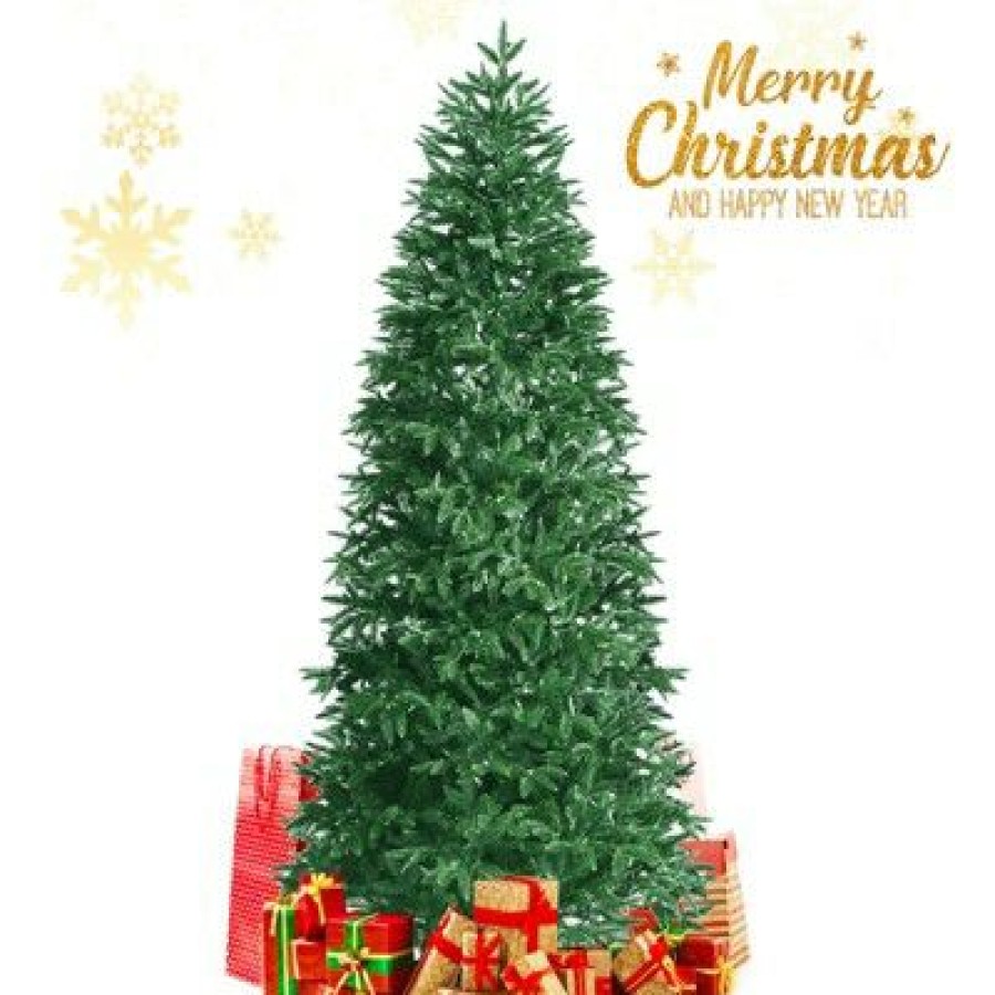 Pine * | Tangkula Pre-Lit Christmas Tree Artificial Xmas Tree W/ Replaceable Dual Color Led Lights