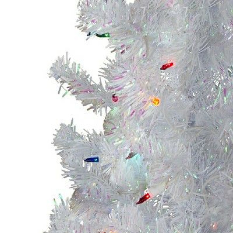 Pine * | Northlight 4 Pre-Lit White Iridescent Pine Artificial Christmas Tree Multi Lights