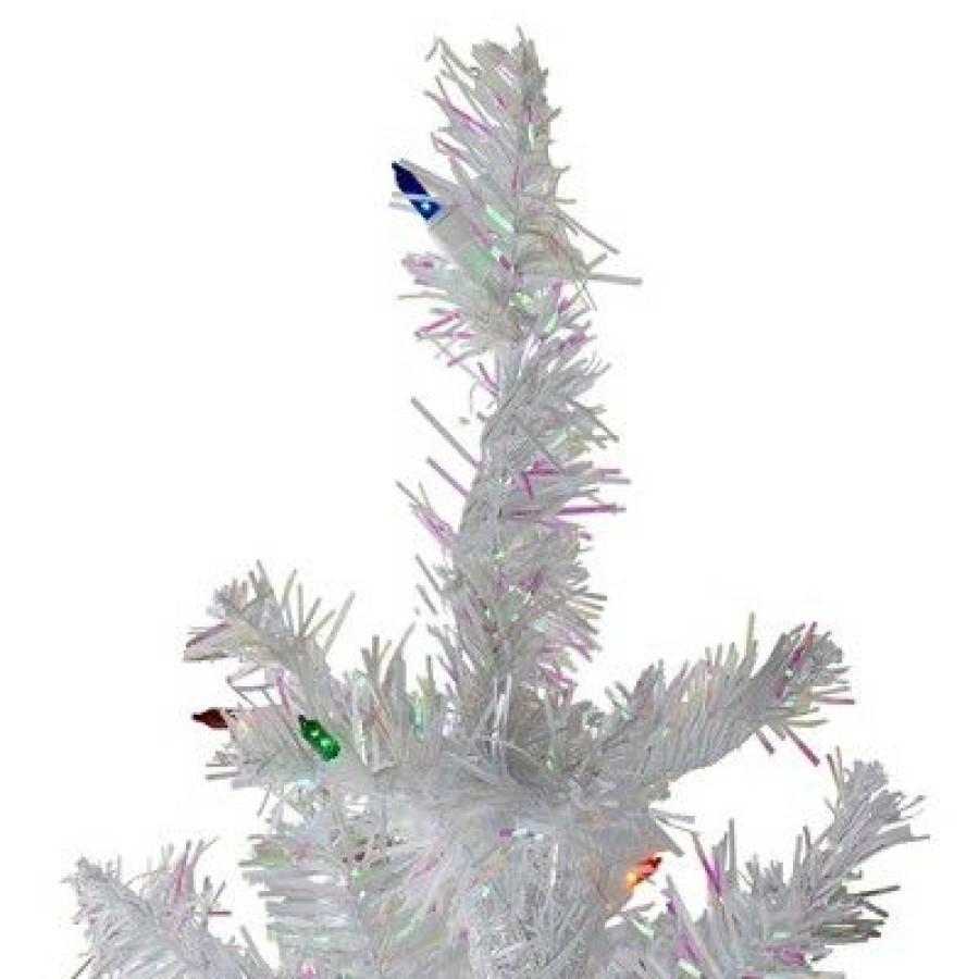 Pine * | Northlight 4 Pre-Lit White Iridescent Pine Artificial Christmas Tree Multi Lights