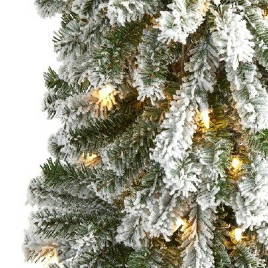 Pine * | 6Ft Nearly Natural Pre-Lit Flocked Alpine Artificial Christmas Tree Clear Lights