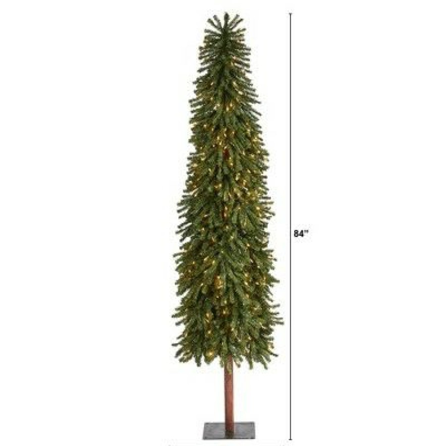 Pine * | 7Ft Nearly Natural Pre-Lit Grand Alpine Slim Artificial Christmas Tree Clear Lights