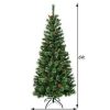 Pine * | Costway 6 Ft Premium Hinged Artificial Christmas Tree Mixed Pine Needles W/ Pine Cones