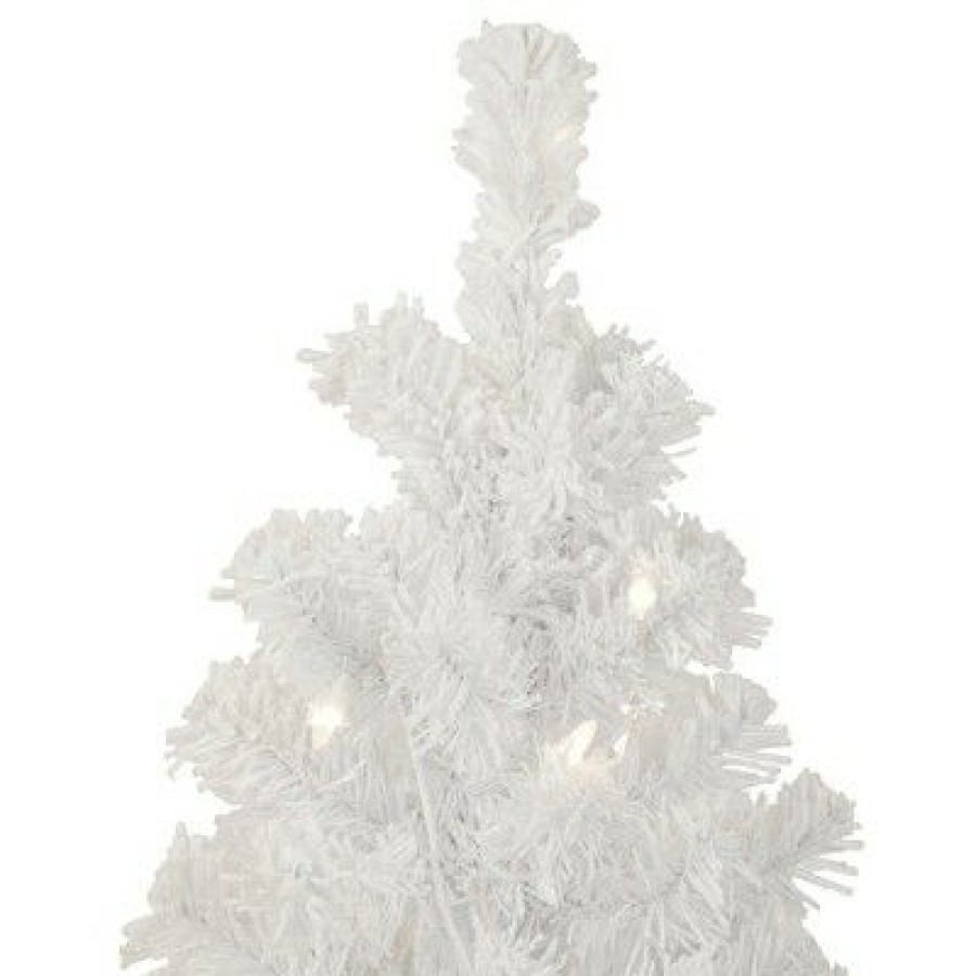 Pine * | Northlight 3.5 Pre-Lit Potted Flocked Winter Pine White Tinsel Artificial Christmas Tree, Clear Lights