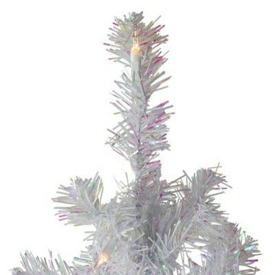 Pine * | Northlight 4 Pre-Lit White Iridescent Pine Artificial Christmas Tree Clear Lights