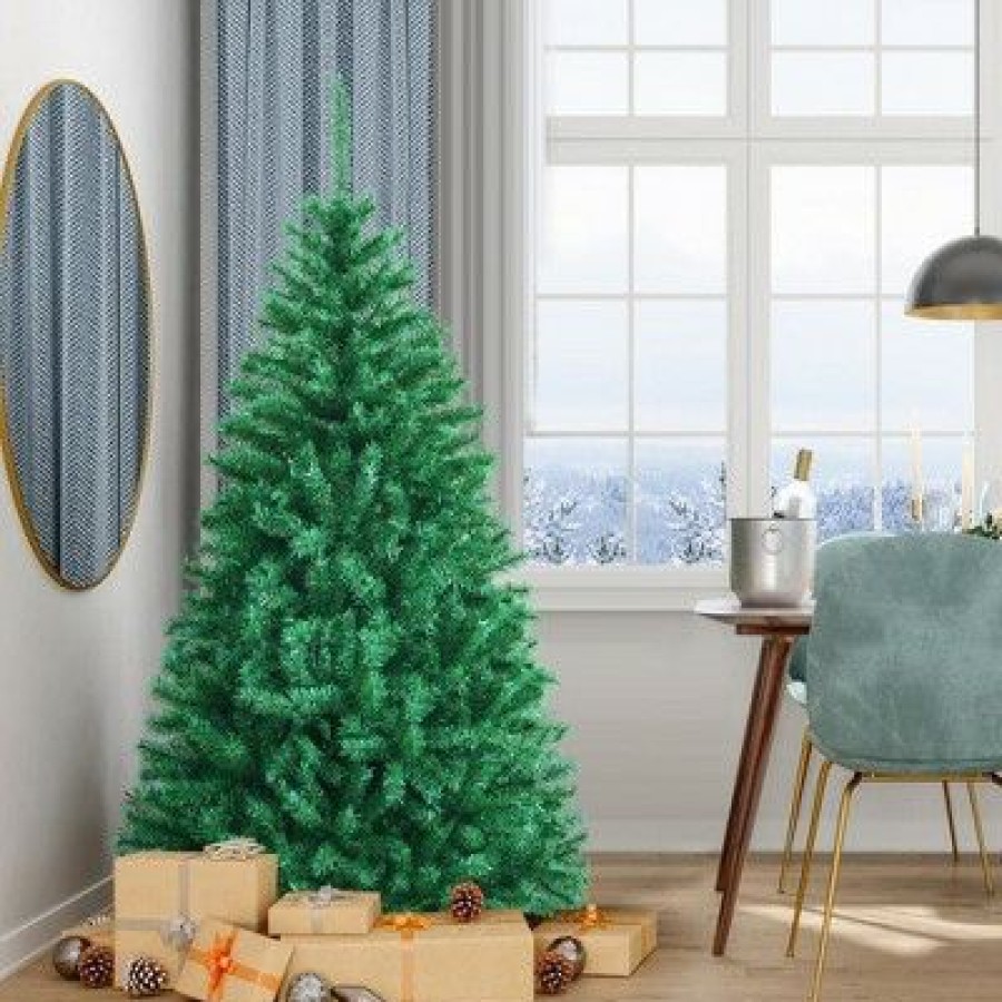 Pine * | Costway 6Ft Green Iridescent Tinsel Artificial Christmas Tree W/ 736 Branch Tips