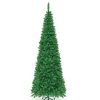 Pine * | Tangkula 7.5Ft Pencil Christmas Tree Pre-Lit Hinged Artificial Decoration W/ 350 Warm White Lights