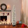 Pine * | 5Ft Puleo Pre-Lit Flocked Slim Alpine Artificial Christmas Tree Clear Lights