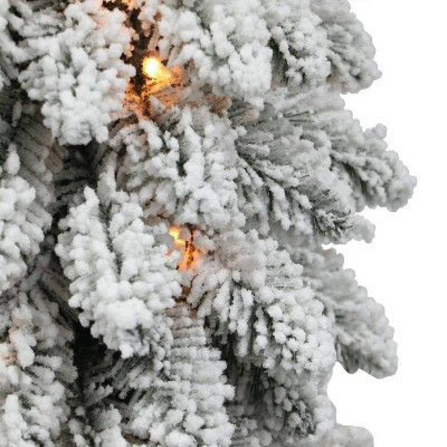 Pine * | 5Ft Puleo Pre-Lit Flocked Slim Alpine Artificial Christmas Tree Clear Lights