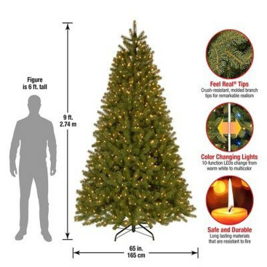 Spruce * | National Tree Company Bayberry Spruce 9 Foot Prelit Artificial Christmas Holiday Tree With White And Multicolor Led Lights, Easy Assembly, Metal Stand