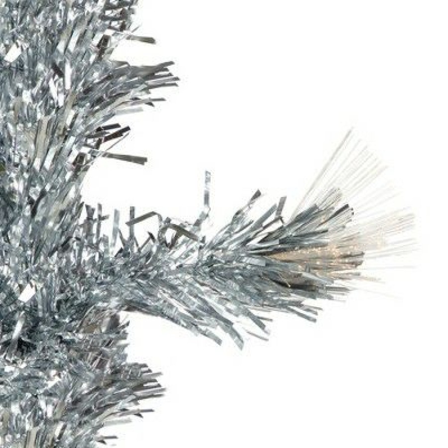 Pine * | Northlight 3 Pre-Lit Silver Fiber Optic Artificial Christmas Tree, Warm White Lights