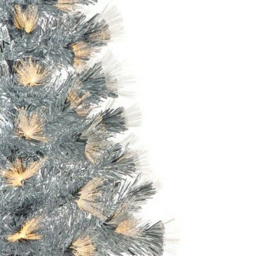 Pine * | Northlight 3 Pre-Lit Silver Fiber Optic Artificial Christmas Tree, Warm White Lights