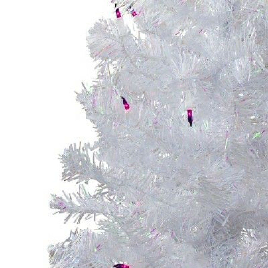 Pine * | Northlight 4 Prelit Artificial Christmas Tree White Iridescent Pine Pink/Purple Lights