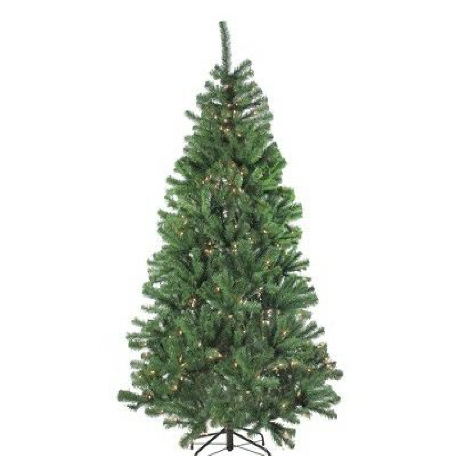 Spruce * | Northlight 4Pc Artificial Christmas Tree Winter Spruce, Wreath And Garland Set 6.5 Clear Lights