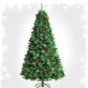 Pine * | Tangkula 7Ft Pre-Decorated Holiday Christmas Tree Unlit Artificial Pine Tree W/ Red Berries