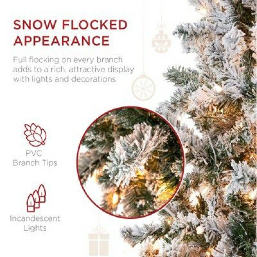 Pine * | Best Choice Products Pre-Lit Artificial Snow Flocked Pencil Christmas Tree Holiday Decoration