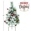 Pine * | Tangkula 2Pcs 29 Pre-Lit Christmas Tree Snow Flocked Pathway Xmas Tree With 30 Led Lights