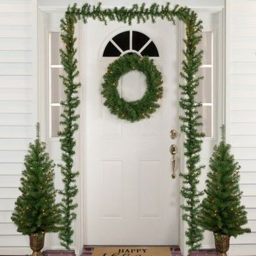 Spruce * | Northlight 5-Piece Pre-Lit Artificial Wolcott Spruce Christmas Entryway Set