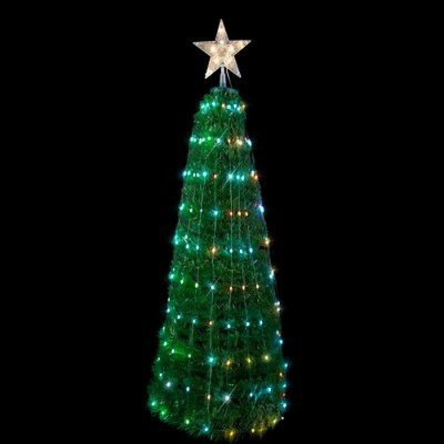 Pine * | Northlight 4 Green Color Changing Multiple Function Pop Up Artificial Outdoor Christmas Tree