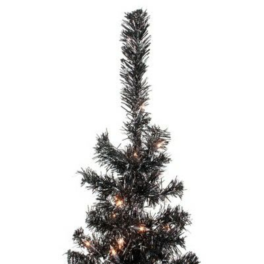 Pine * | Northlight 4 Pre-Lit Black Artificial Tinsel Christmas Tree, Clear Lights