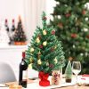 Pine * | Costway 24" Pre-Lit Tabletop Christmas Tree Pvc Ornaments Lights