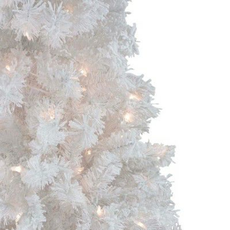 Spruce * | Northlight 7.5 Pre-Lit Flocked White Spruce Artificial Christmas Tree Clear Lights