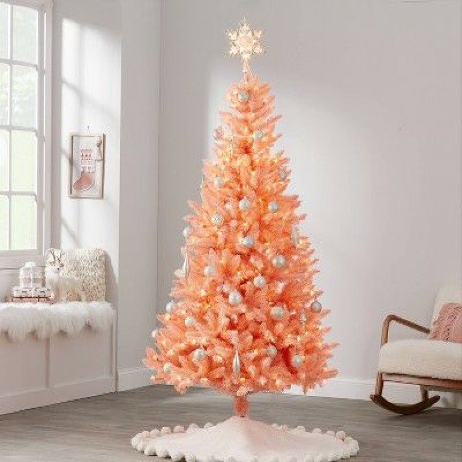 Alberta Spruce * | 6.5' Pre-Lit Pink Alberta Artificial Christmas Tree Pink With Clear Lights Wondershop