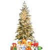 Pine * | Tangkula 6Ft Artificial Snow Flocked Pencil Christmas Tree Pre-Lit Faux-Pine Tree W/250 Warm White Led Lights