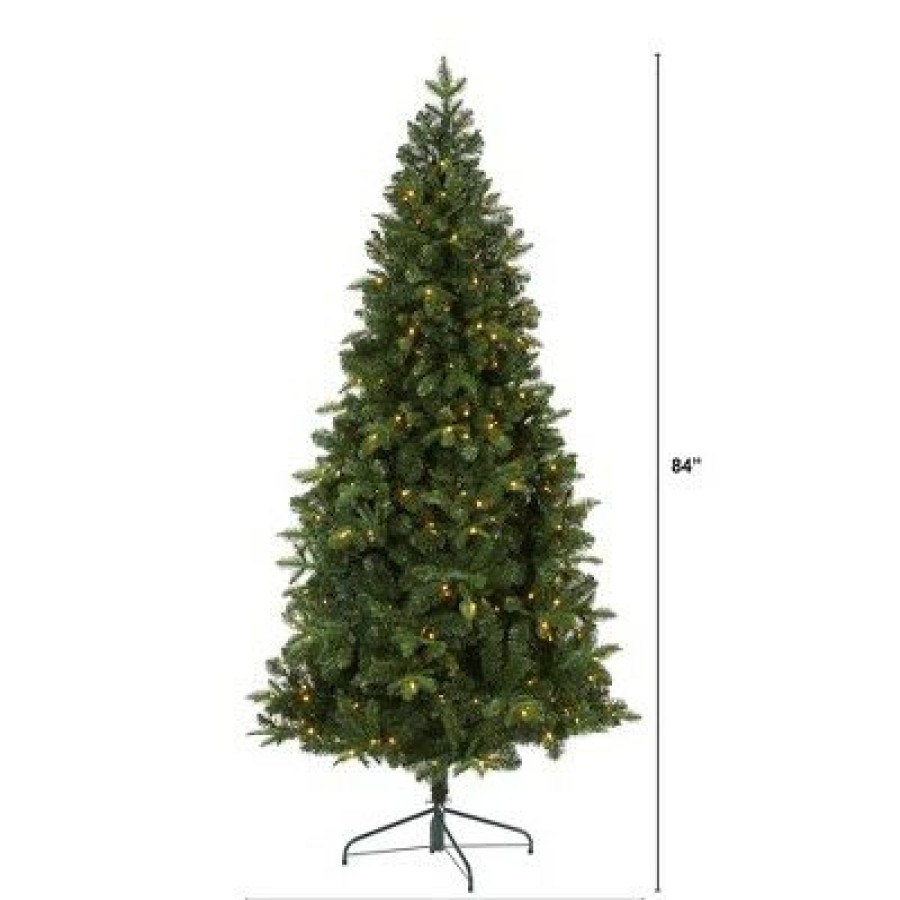 Spruce * | 7Ft Nearly Natural Pre-Lit Led Grand Teton Spruce Flat Back Artificial Christmas Tree Clear Lights