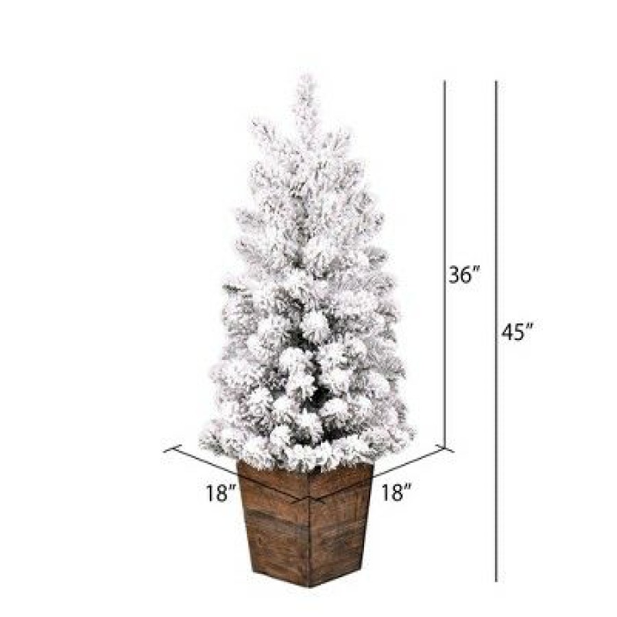 Unidentified Plant Variety * | Vickerman Flocked Gifford Slim Potted Pine Artificial Christmas Tree