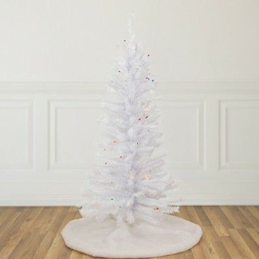 Pine * | Northlight 4 Pre-Lit Woodbury White Pine Slim Artificial Christmas Tree, Multi Lights