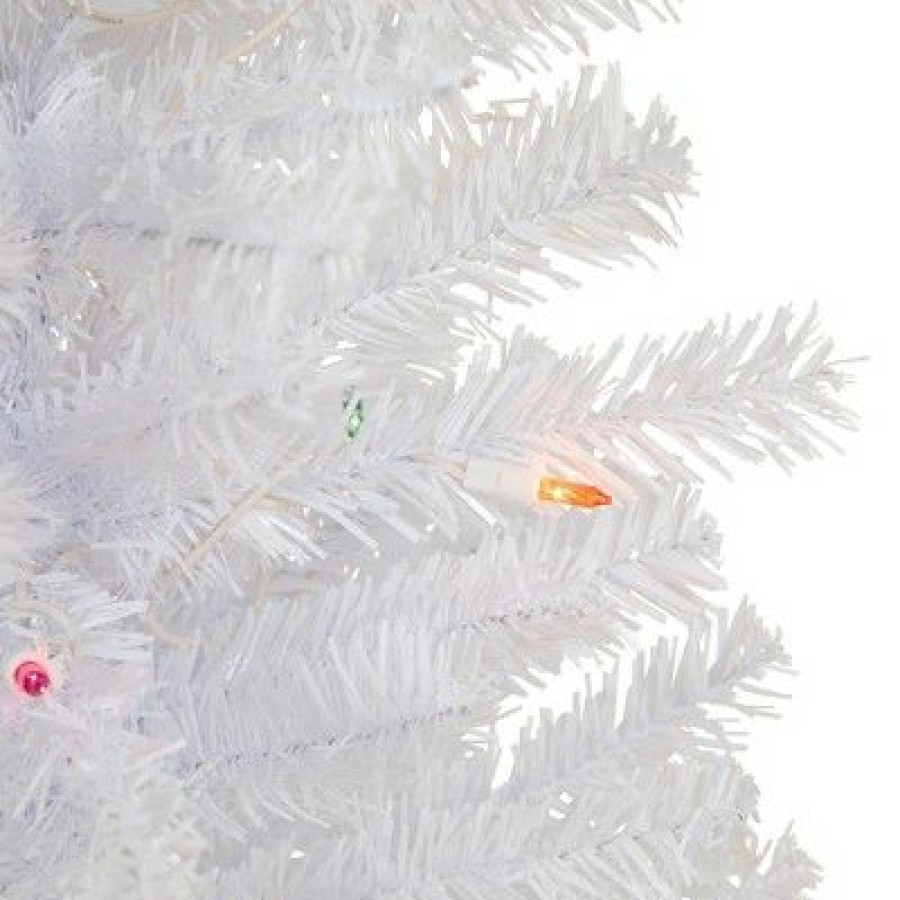 Pine * | Northlight 4 Pre-Lit Woodbury White Pine Slim Artificial Christmas Tree, Multi Lights