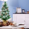 Pine * | Costway 24" Snow Flocked Artificial Christmas Tree Tabletop W/Pine Cones And Burlap Base