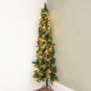 Pine * | Home Heritage Artificial Pine Corner Christmas Tree Prelit With Warm White Led Lights, Pvc Foliage, Metal Stand, Green