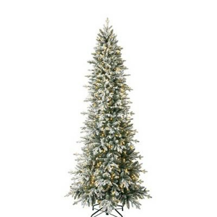 Pine * | Evergreen Classics 7.5 Foot Pre Lit Snowy Redwood Pine Artificial Holiday Tree With 600 Dimmable Warm White Led Lights And Metal Stand