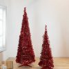 Pine * | Northlight 6 Red Tinsel Pop-Up Artificial Christmas Tree, Unlit